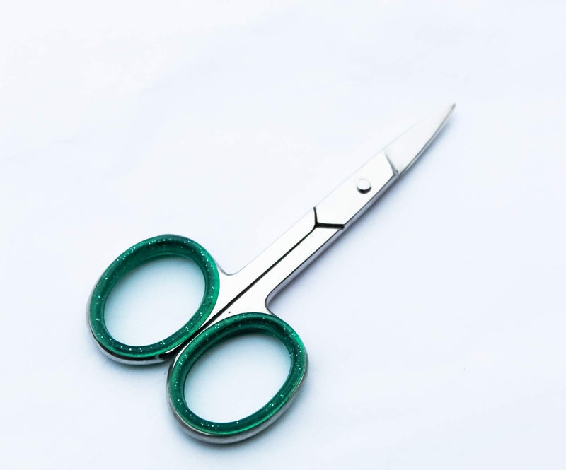 [Australia] - Surgstrom Premium 3.5 inch 2 pcs Manicure Scissors Stainless Steel Cuticle Pedicure Beauty Grooming Tool for Nail, Eyebrow, Eyelash, Dry Skin Steel Blade Scissor with Green Padding 2 Scissors set 