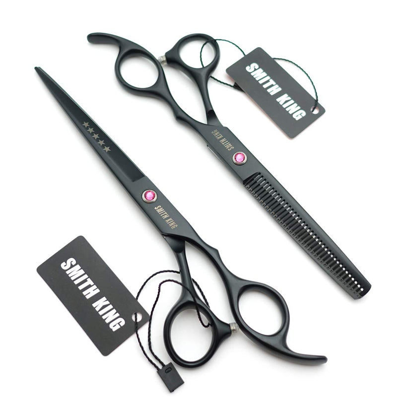 [Australia] - 7.0 Inches Professional hair cutting thinning scissors set with razor (Black) 7.0 Inch Black 