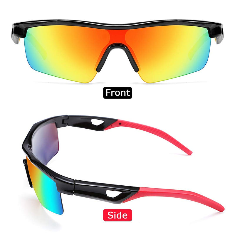 [Australia] - FEISEDY Kids Teens Sports Polarized Sunglasses TR90 Frame Boys Girls Cycling B2454 Black/Red 125 Millimeters 