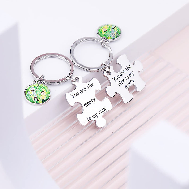 [Australia] - G-Ahora Rick and Morty Friendship Puzzle Keychain You are The Rick to My Morty Jewelry Gift for Best Friends Ti-kpr-rick Morty 