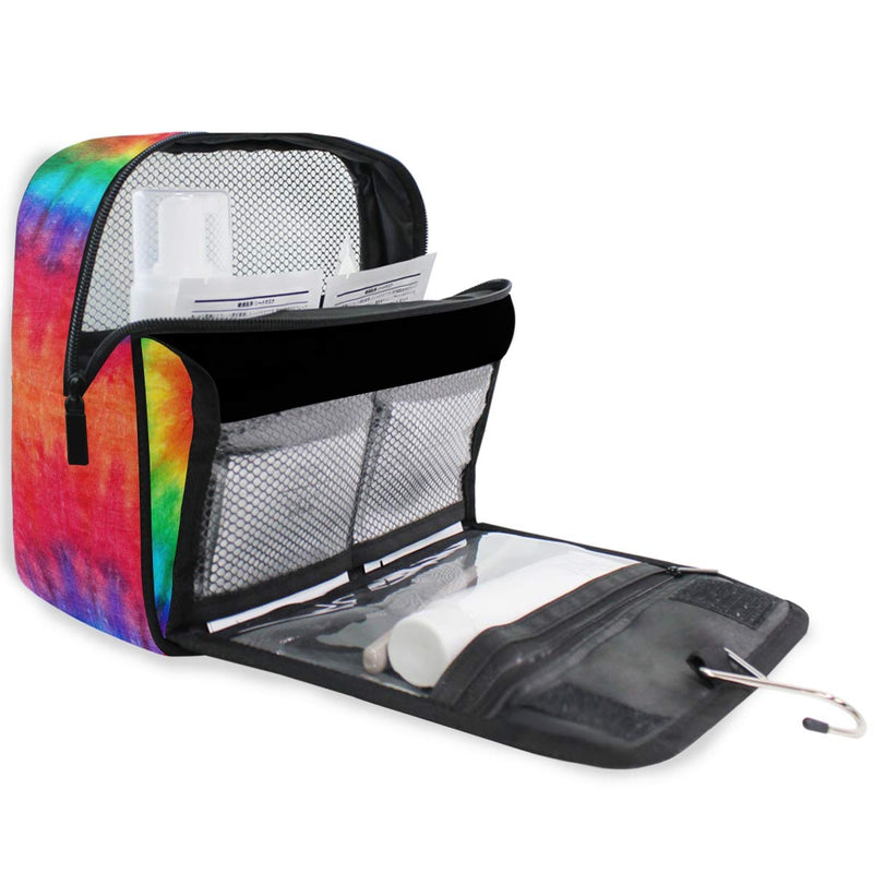 [Australia] - KUWT Hanging Toiletry Bag Abstract Colorful Swirl Tie Dye Cosmetic Travel Bag Portable Makeup Organizer for Cosmetics, Toiletries and Travel Accessories Rainbow 