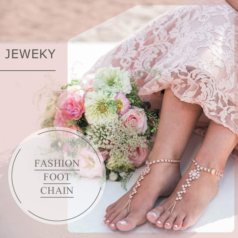 [Australia] - Jeweky Boho Crystal Toe Anklets Blue Starfish Ankle Bracelets Beach Foot Jewelry Foot Chian for Women and Girls (2pcs) 