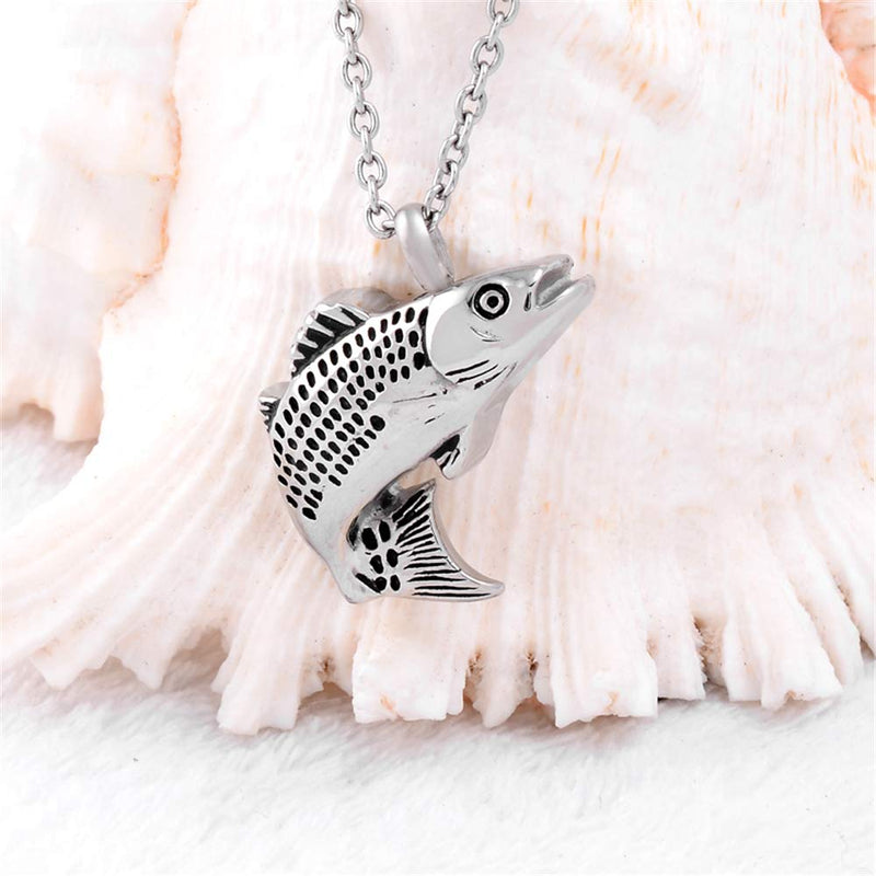 [Australia] - Fish Shape Cremation Jewelry for Ashes Stainless Steel Memorial Urn Necklace for Women Men Keepsake Jewelry Gift 