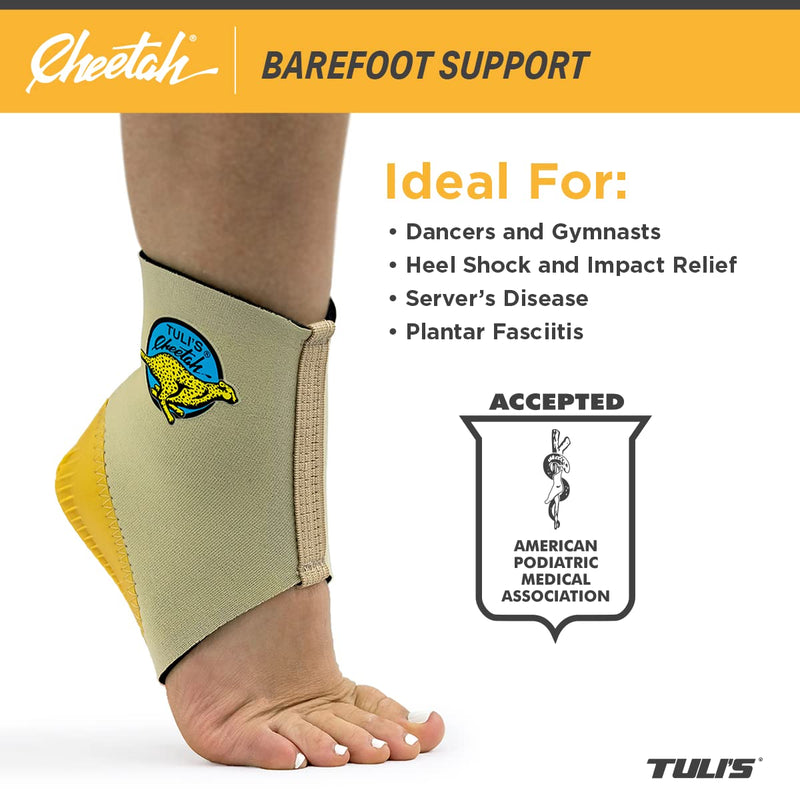 [Australia] - Tuli’s Cheetah Heel Cup with Compression Sleeve for Sever’s Disease and Heel Pain for Gymnasts and Dancers, Fitted Youth Small S (Pack of 1) 