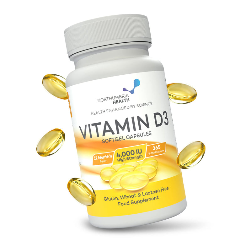 [Australia] - Vitamin D3 Softgels 4,000iu, Maximum Strength, 365 Easy to Swallow Softgels (1 Year Supply) Immune Support, Healthy Bones, Made in The UK by Northumbria Health 