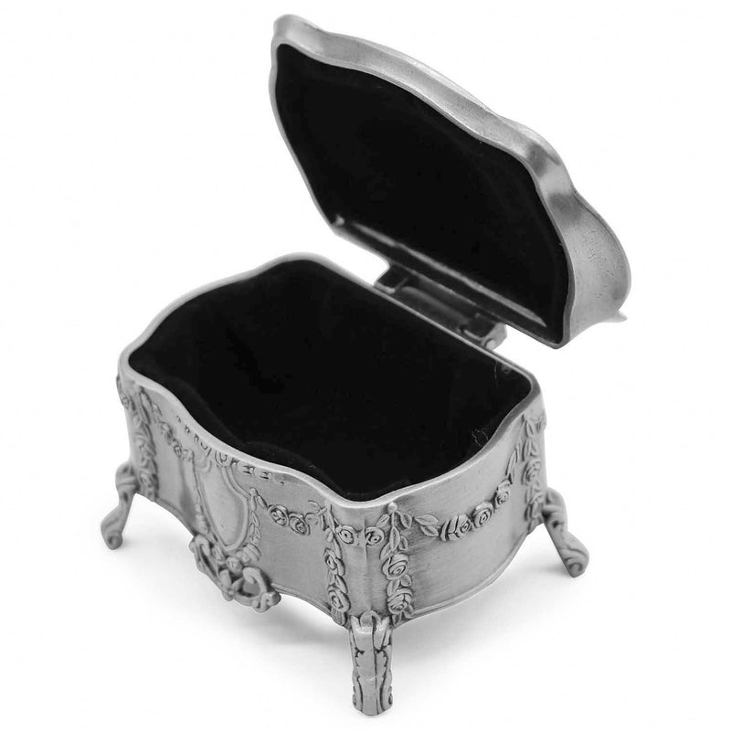[Australia] - AVESON Rectangle Vintage Metal Jewelry Box Trinket Gift Box Chest Ring Case for Girls Ladies Women, Tin Color, Small 