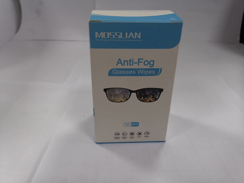 [Australia] - Anti Fog Glasses Wipes MOSSLIAN Lens Cleaning Wipes for Glasses, Smartphone, iPhone, Screens and Other Delicate Surfaces, Pack of 50 50 Count (Pack of 1) 