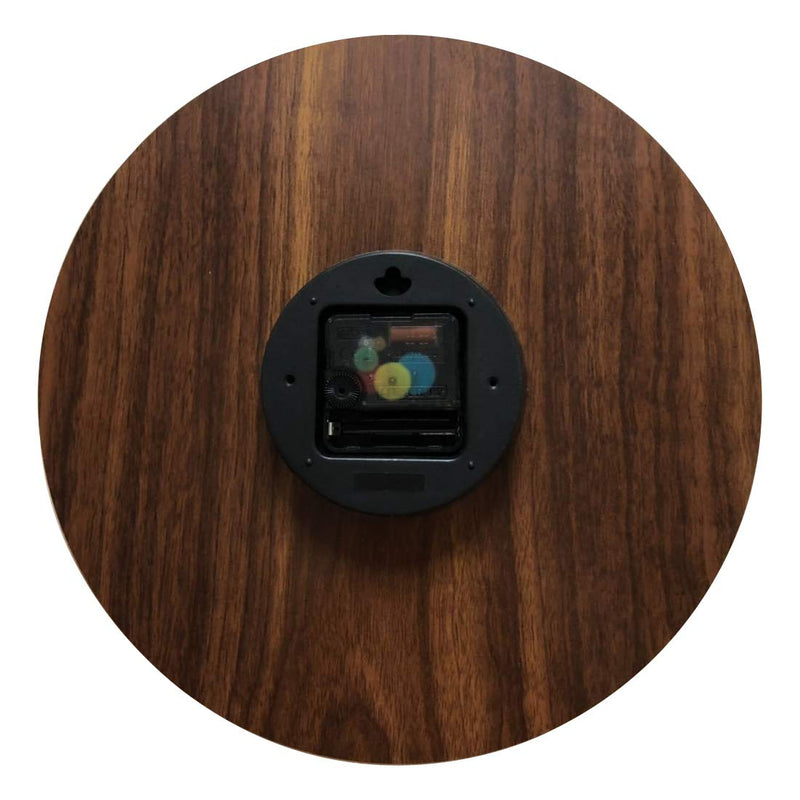 [Australia] - Topkey 12 Inch Luminous Wall Clock Silent Wooden Design Night Lights Round Wall Clock for Living Room and Bedroom (Battery Not Included) - Brown 