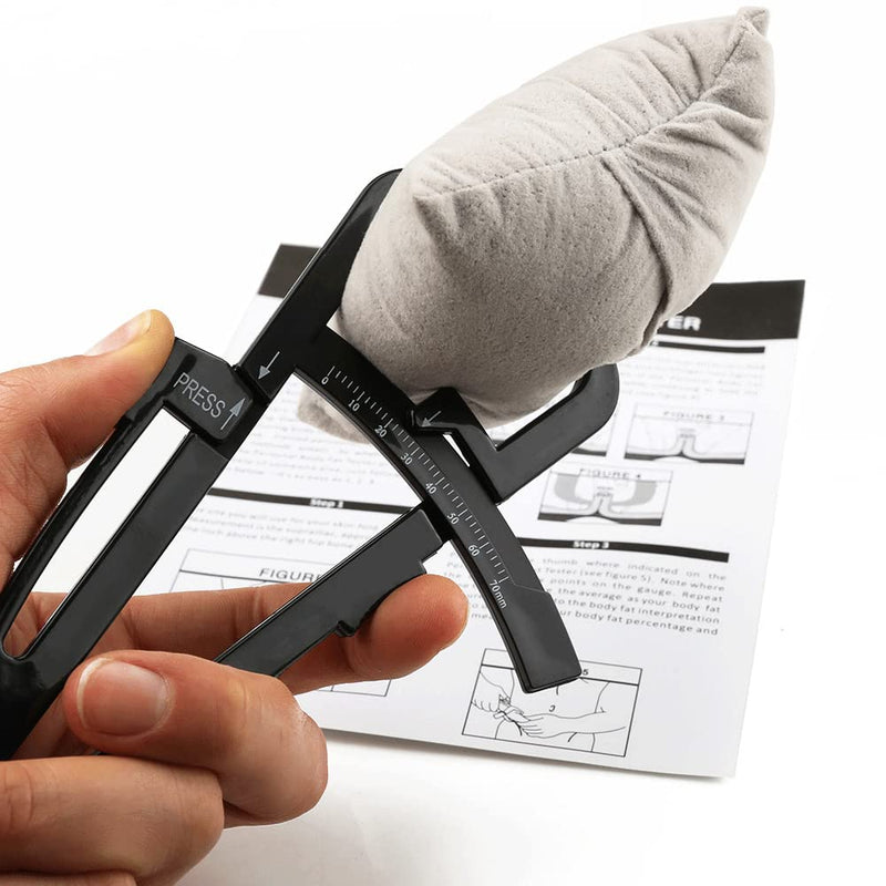 [Australia] - Mcles Body Fat Caliper and Measuring Tape for Body, Body Fat Caliper Set, Retractable Double Scales Rulers for Accurately Measuring BMI Skin Fold Fitness and Weight-Loss, Black 