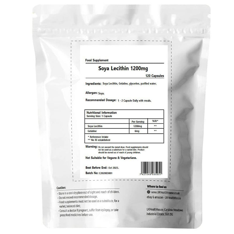 [Australia] - Lecithin 1200mg softgel x 120 Capsules Reduces Fat - Brain Food - GMO Free - Diet 
