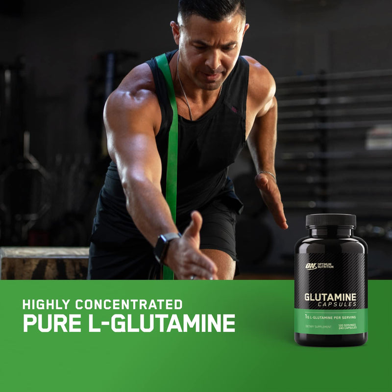 [Australia] - Optimum Nutrition L-Glutamine Muscle Recovery Capsules, 1000mg, 240 Count (Package May Vary) 