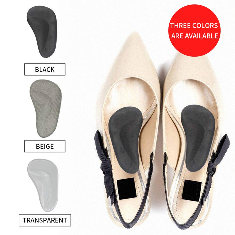 [Australia] - Arch Support Shoe Inserts for Women,Arch Support Insoles for Flat Feet Plantar Fasciitis Relieve Pain 12 Pieces Gel Foot Arch Supports Reusable Arch Pads 2 Black，2 Beige，2 Clear 12 Count (Pack of 1) 