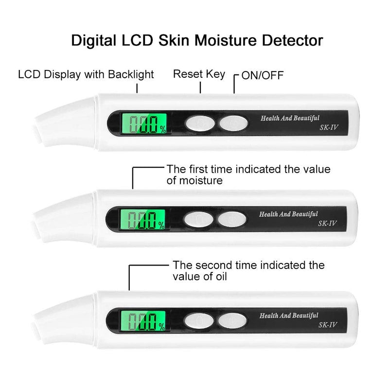 [Australia] - Skin Moisture Tester, Digital LCD Skin Face Moisture Oil Analyzer Face Skin Sensor Tester Oil Det 