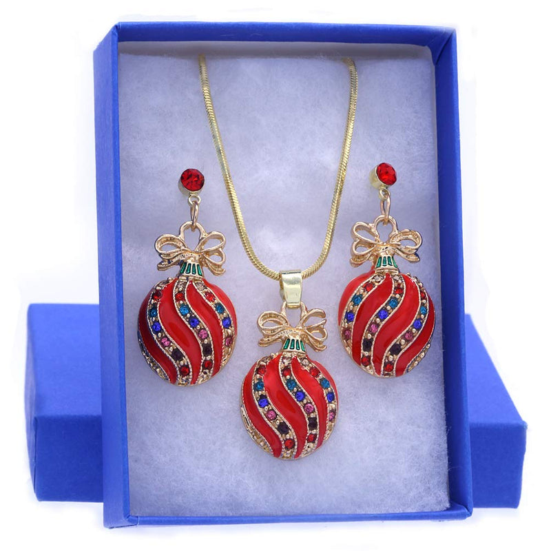 [Australia] - SoulBreeze Happy Colorful Christmas Tree Ornaments Earrings Hoop Dangle Drop Style Red Set 