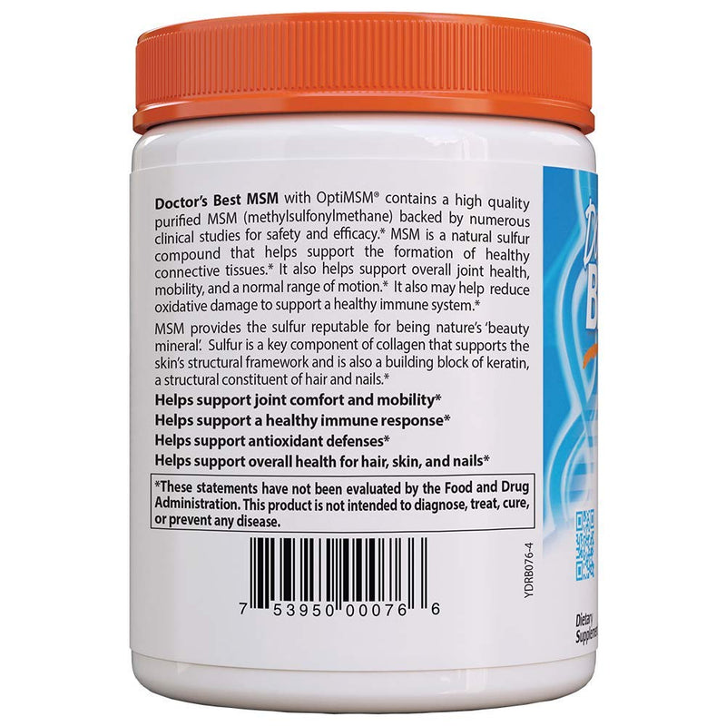 [Australia] - Doctor's Best MSM Powder with OptiMSM, Non-GMO, Vegan, Gluten Free, Soy Free, 250 Grams 