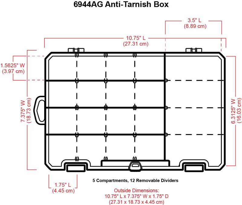 [Australia] - ArtBin 5 Compartment 6944AG Medium Box with Removable Dividers, Jewelry & Craft Organizer, [1] Plastic Storage Case with Anti-Tarnish Technology, Clear with Aqua Accents, (10.75" x 7.375") 