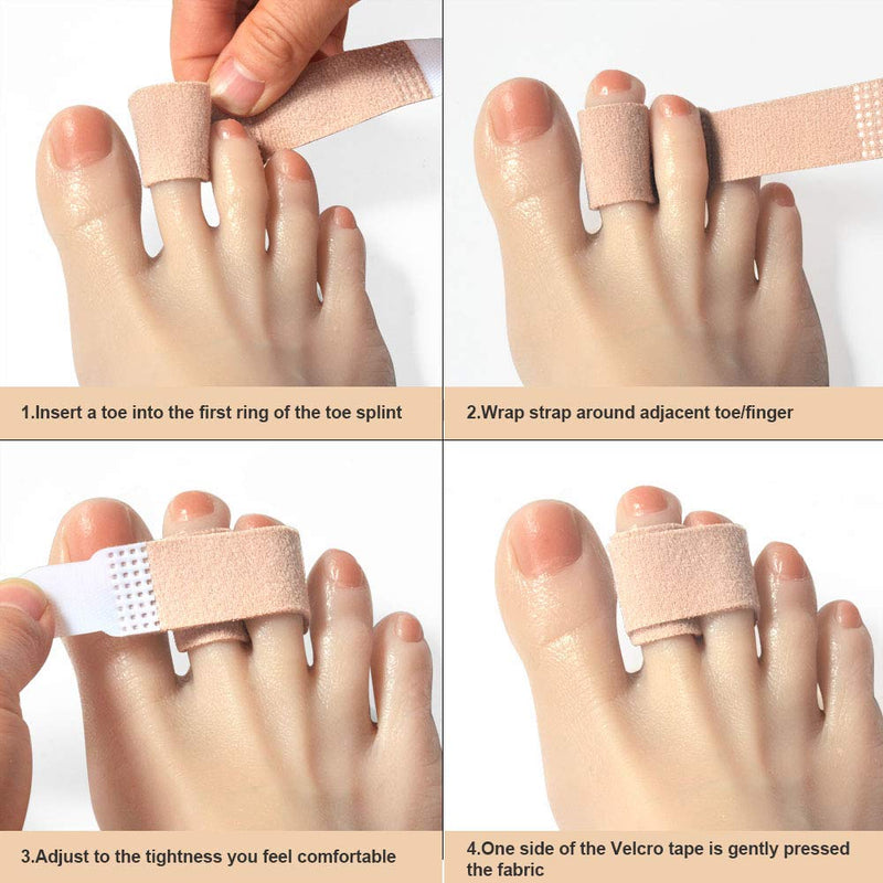 [Australia] - DYKOOK Broken Toe Wraps, 8 Pcs/Pack, Fabric Toe Splint Toe Cushioned Bandages Finger Protectors Straightener Hammer Toe Separators (Beige, 8 Pcs Toe Wraps) Beige, 8 Pcs Toe Wraps 