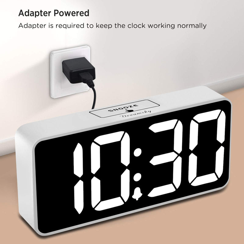 [Australia] - DreamSky Large Digital Alarm Clock Big Numbers for Seniors & Visually Impaired - 8.9 Inches Electric Clocks for Bedroom, Jumbo Display Fully Dimmable Brightness, USB Ports, Adjustable Alarm Volume White Case + White Digit 