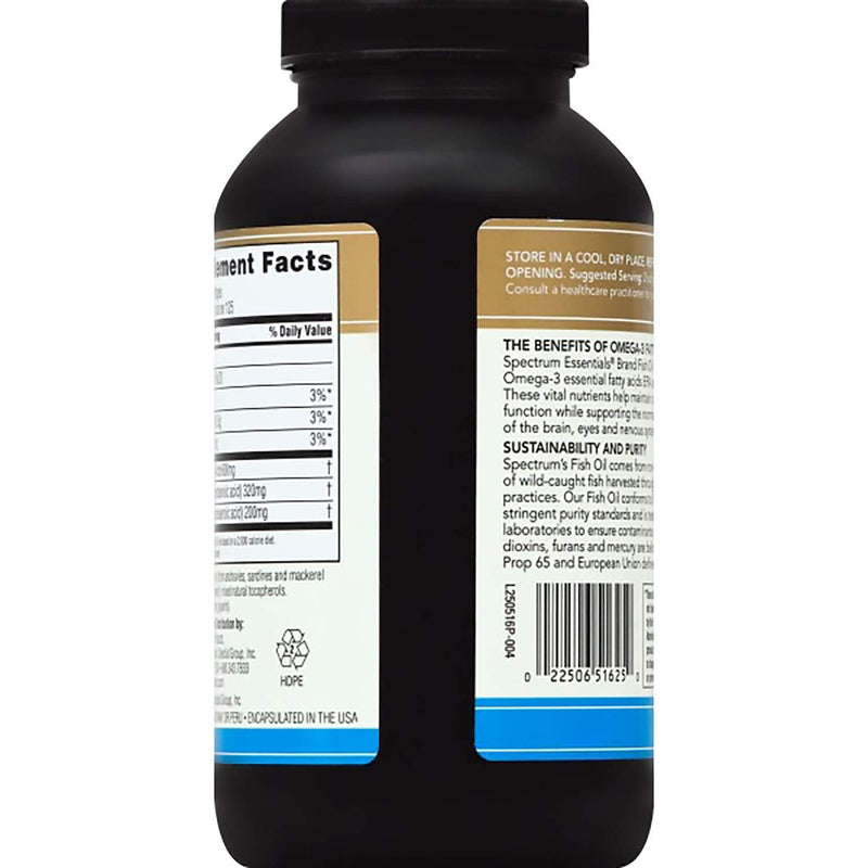 [Australia] - Spectrum Essentials Softgels, Fish Oil Omega-3, 1000 mg, 250 Count Pure Fish Oil 
