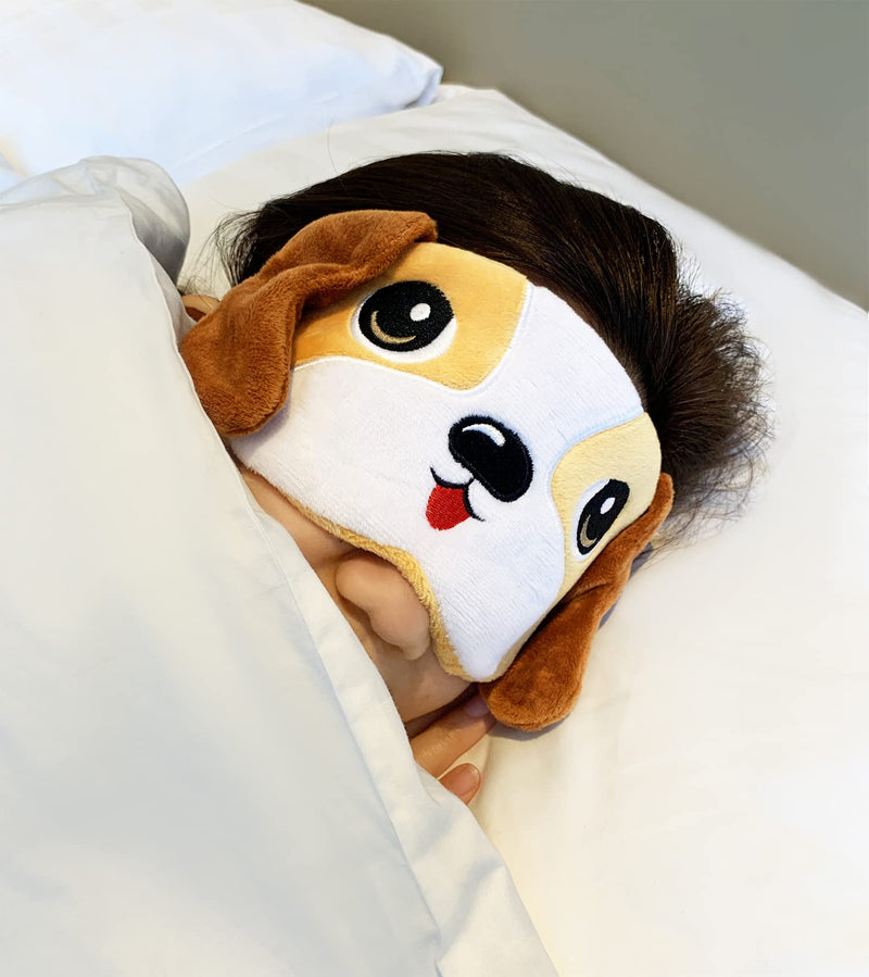 [Australia] - Fluffy Animal Eye Mask for Sleeping - (Beagle) Adjustable Strap Sleep Mask Beagle 