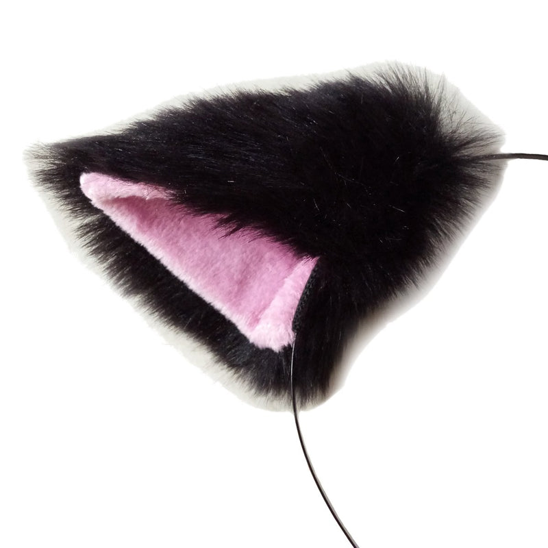 [Australia] - Cute girl Cat Fox Ears Long Fur Hair Headband Anime Cosplay Party Costume Black & Pink 