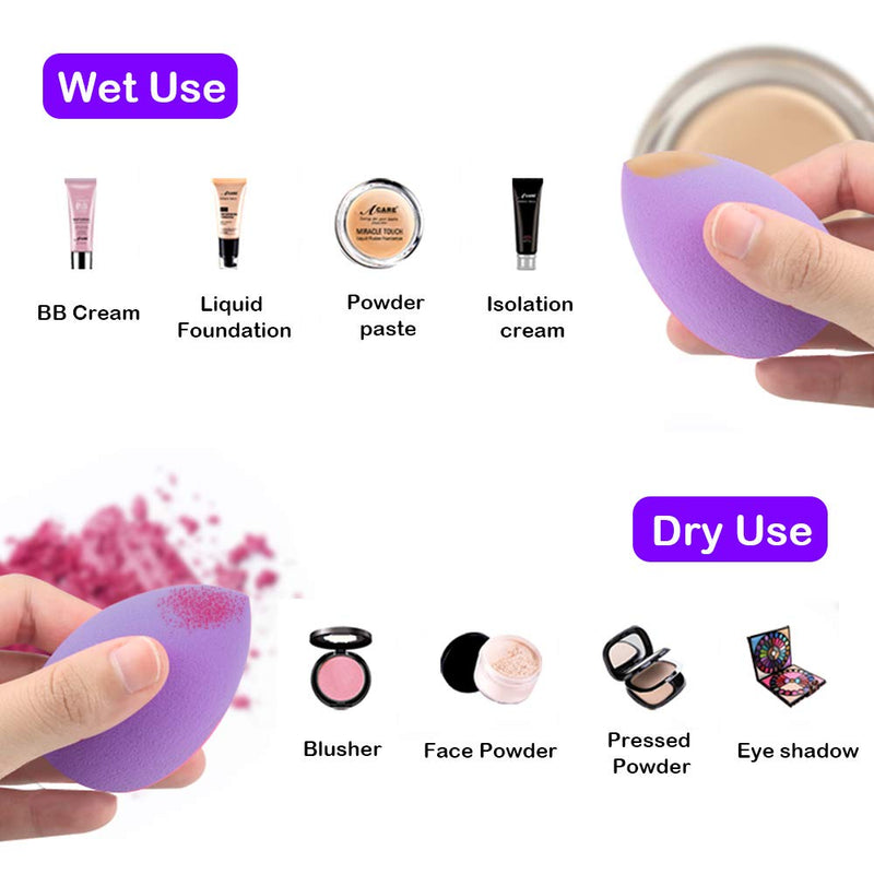 [Australia] - 5 Pieces Beauty Sponge and 5 Pieces Powder Puff, findTop Makeup Beauty Sponges Blender, Replacement for Powder Foundation Container, 2.4 Inch 