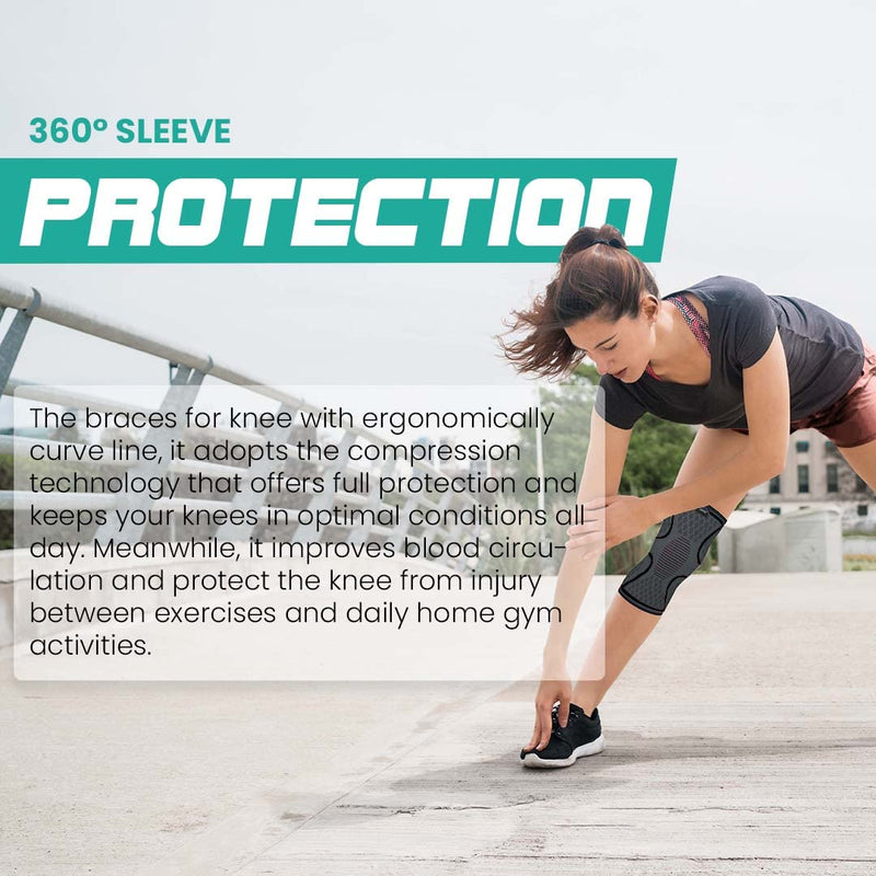 [Australia] - MODVEL 2 Pack Knee Brace | Knee Compression Sleeve for Men & Women | Knee Support for Running | Medical Grade Knee Pads for Meniscus Tear, ACL, Arthritis, Joint Pain Relief. Medium A Black 