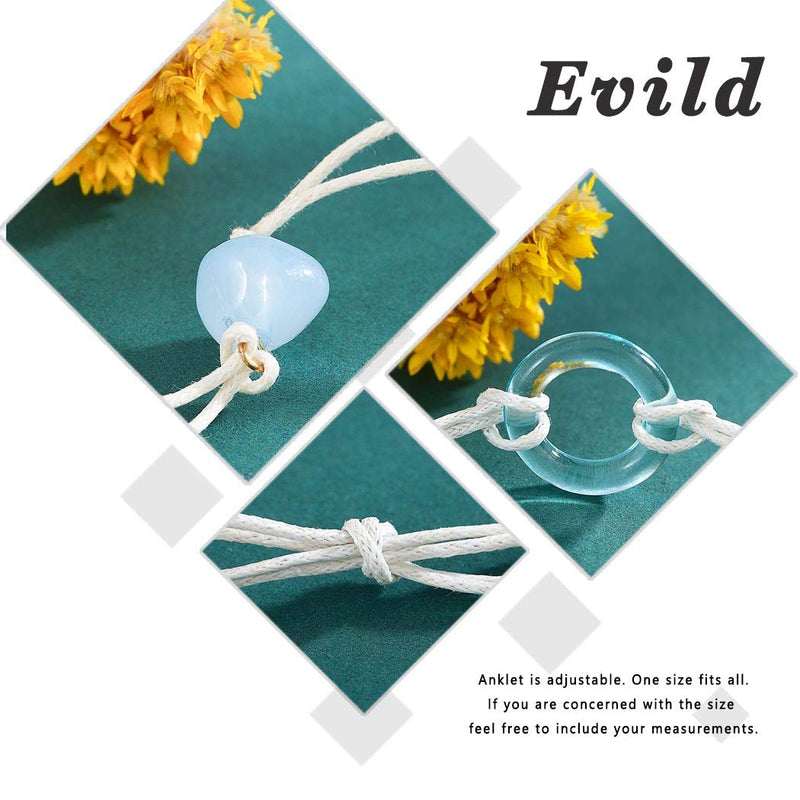 [Australia] - Evild Boho Layered Ankle Bracelet Ivory Cowrie Shell Rope Anklets Shell Foot Summer Accessories Ring Beach Anklet for Women and Girls 