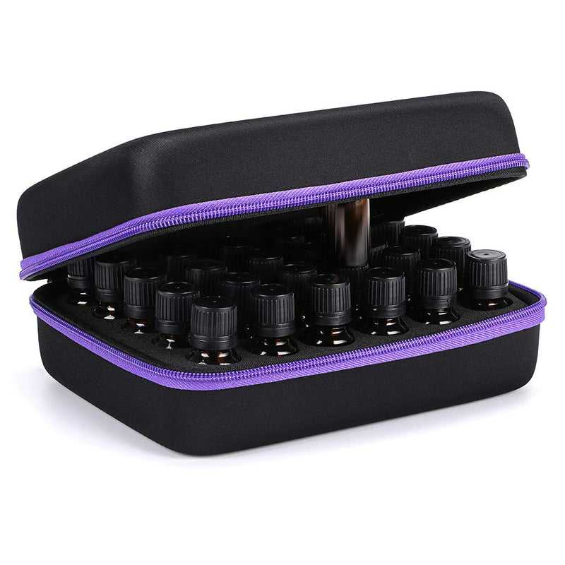 [Australia] - Hipiwe Hard Shell Essential Oil Carrying Case 30 Bottles EVA Essential Oils Storage Bag - Perfect for doTerra and Young Living Oils with Foam Insert (Black + Purple) 