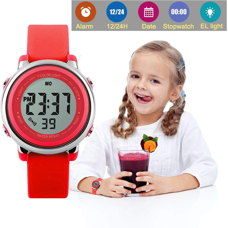 [Australia] - Kid Watch Multi Function 50M Waterproof Sport LED Alarm Stopwatch Digital Child Wristwatch for Boy Girl Red 