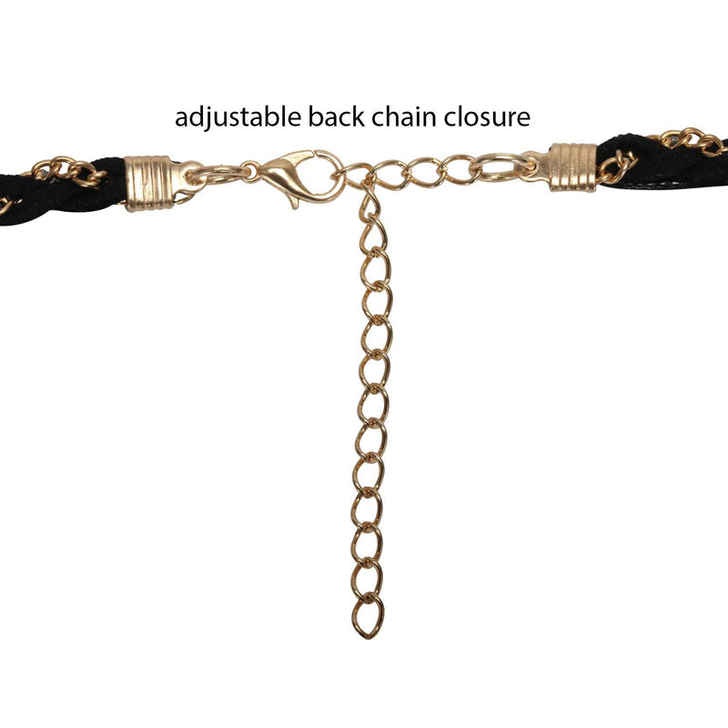 [Australia] - BodyJ4You 4PC Choker Necklace Set Women Girls Lace Ribbon Rope Moon Flower Pendant Vintage Fashion 