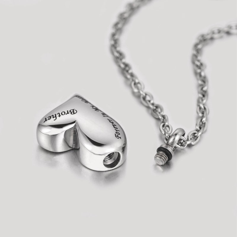 [Australia] - FCZDQ Cremation Jewelry Forever in My Heart Memorial Keepsake for Loved Ones Urn Pendant Ashes Necklace Brother 