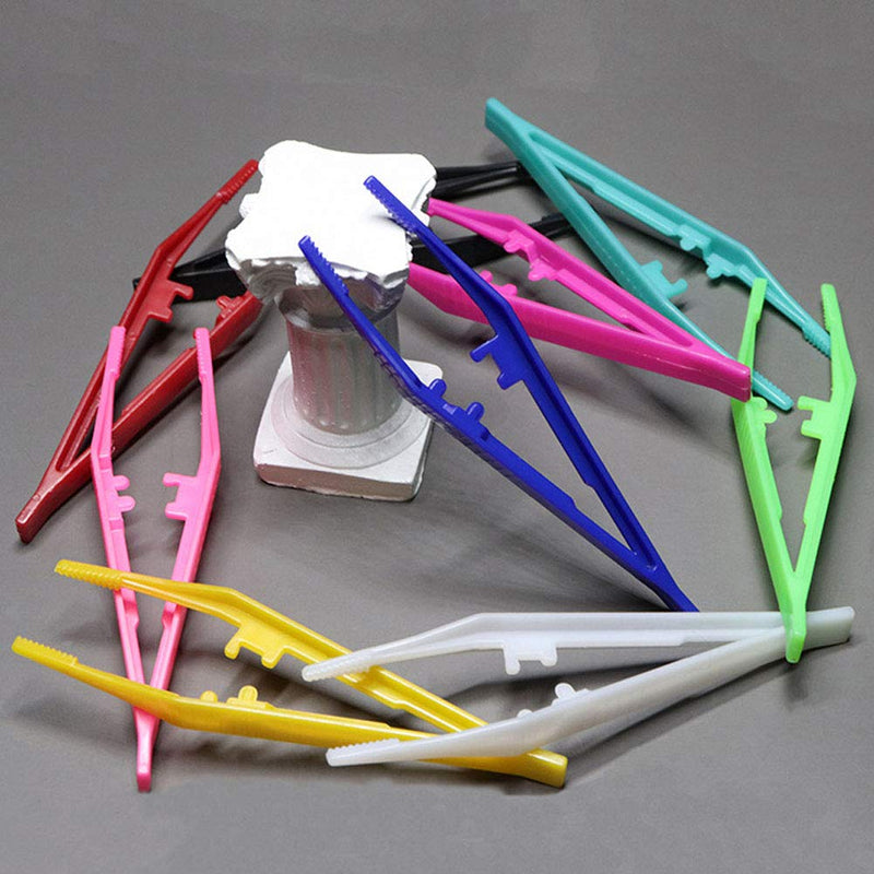 [Australia] - 20 Pcs Plastic Bead Tweezers Disposable Craft Tweezers for Home Classroom School Use, Random Color 