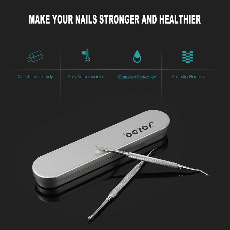 [Australia] - BEZOX 2PCS Nail Grooming Tools, Cuticle Removal Tools, Multipurpose Nail Care Tools, Medical Grade Stainless Steel Nail Tools 