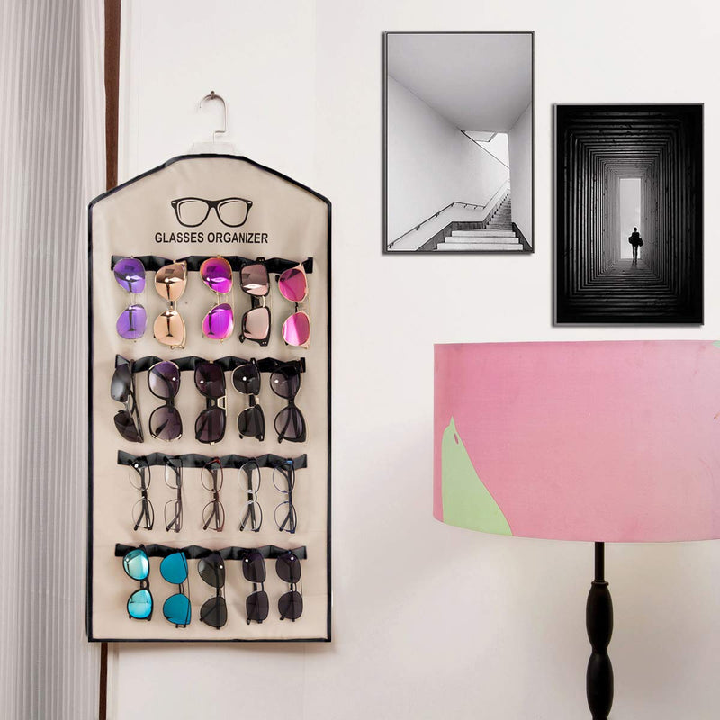 [Australia] - TRIUMPH VISION Wall Mount Sunglasses Organizer Storage - Sun Glasses Holder Rack Washable Hanging Sunglasses Display Storage Glasses Durable Oxford Material Black Large 