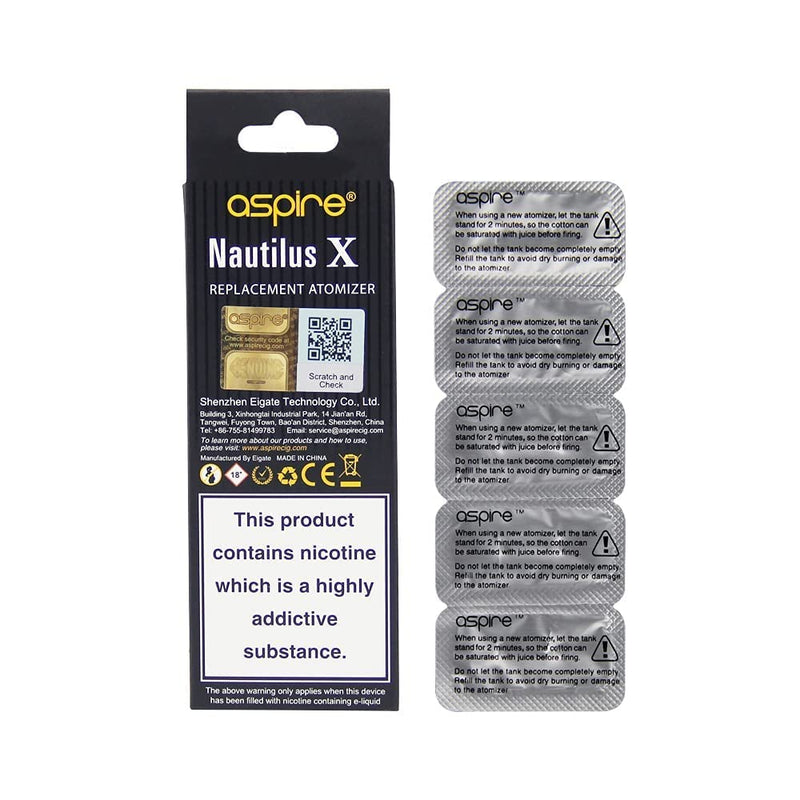 [Australia] - 5 Piece Aspire Nautilus X Replacement Atomizer BVC Coils 1.8Ω ohm for Nautilus X Tank X30 Rover Kit Pack of 5, 2pcs Vapeband(1x 18mm Diameter +1x 22mm Diameter) 