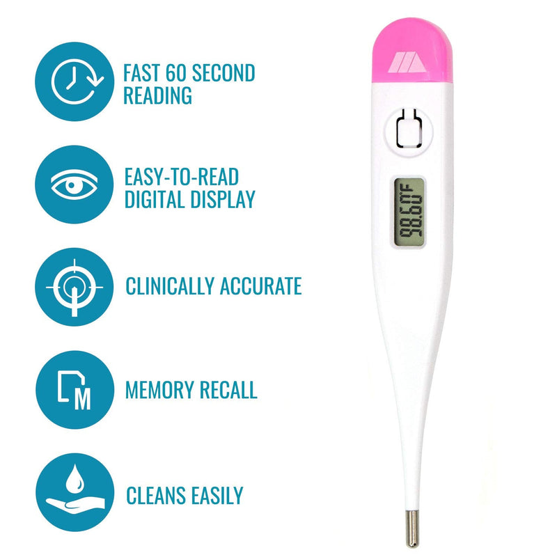 [Australia] - MABIS Digital Basal Body Thermometer for Ovulation Tracking, Fertility, Period Tracking and Natural Family Planning with Beeper and Memory, Oral Use Only 