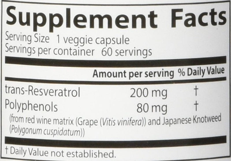 [Australia] - Doctor's Best, Trans-Resveratrol with ResVinol, Non-GMO, Vegan, Gluten & Soy Free, 200 mg, 60 Count 