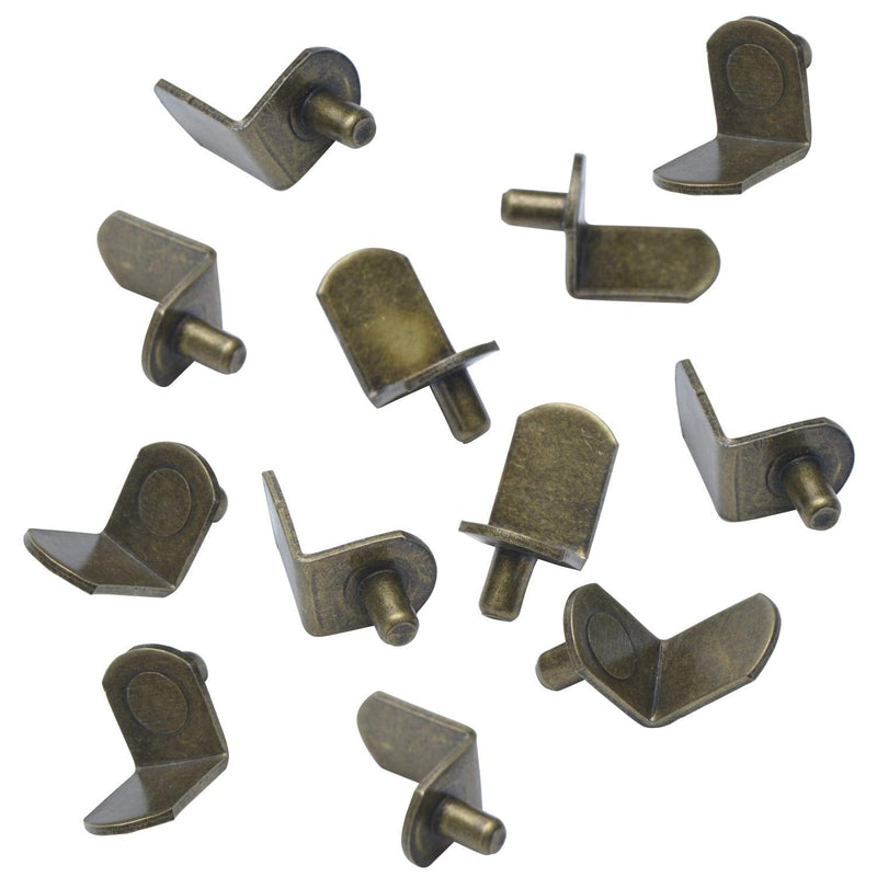 [Australia] - 5mm (25 Pack) Bracket Style Cabinet Shelf Support Pegs -"L" Clips for Kitchen & Bookcase - Antique Brass 25 Ant. Brass 