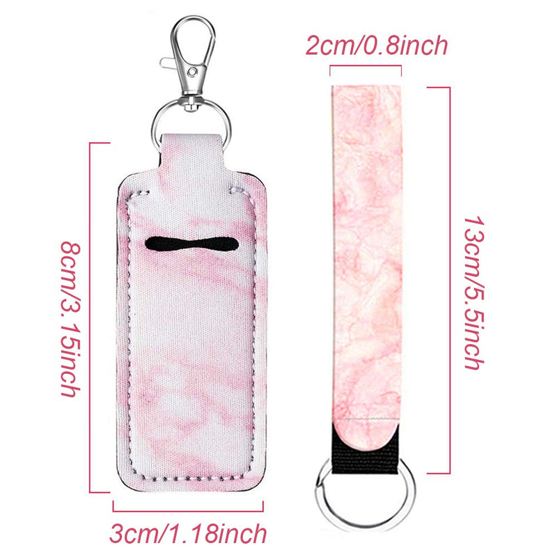 [Australia] - Clip-on Chapstick Pouch Keychain Marble Neoprene Lipstick Holde Type C 