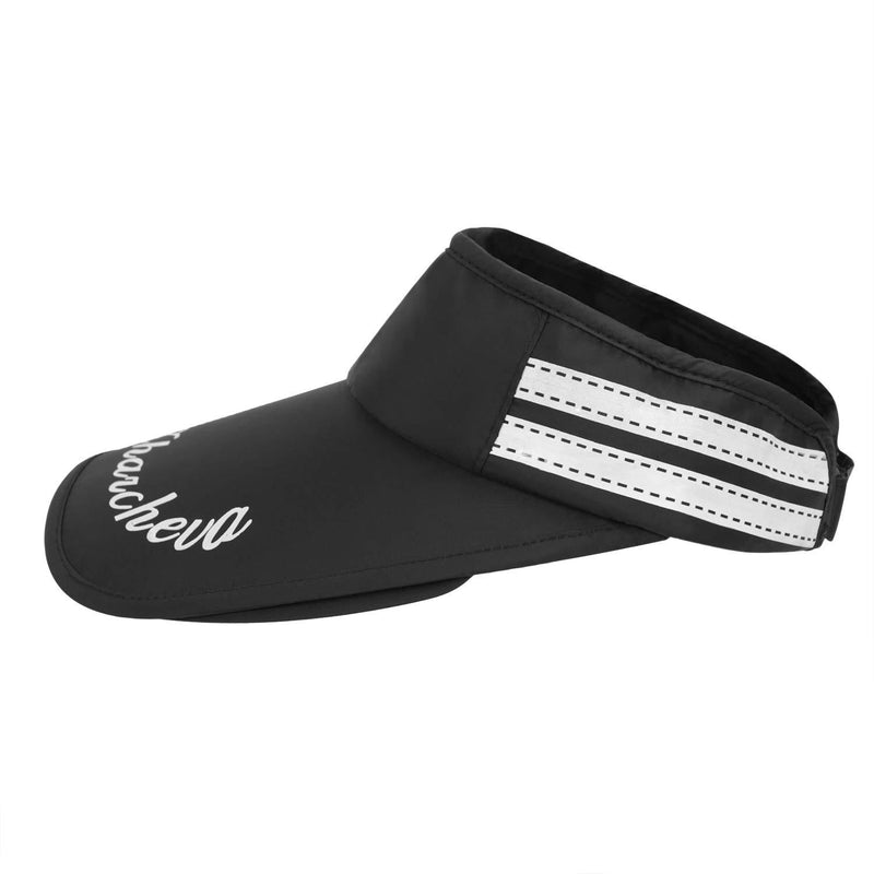 [Australia] - Womens Mens Retractable Wide Brim Sun Visor Hat UV Protection Beach Sun Visor Adjustable Golf Tennis Volleyball Visor Cap Breathable Summer Sun Hat with Retractable Visor Summer Headwear Sun Visor Cap Black 