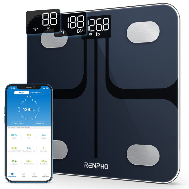 [Australia] - RENPHO Smart Digital WiFi Bluetooth Scale, Portable Bathroom Body Composition Analyzer-RENPHO Bluetooth Body Fat Scale 