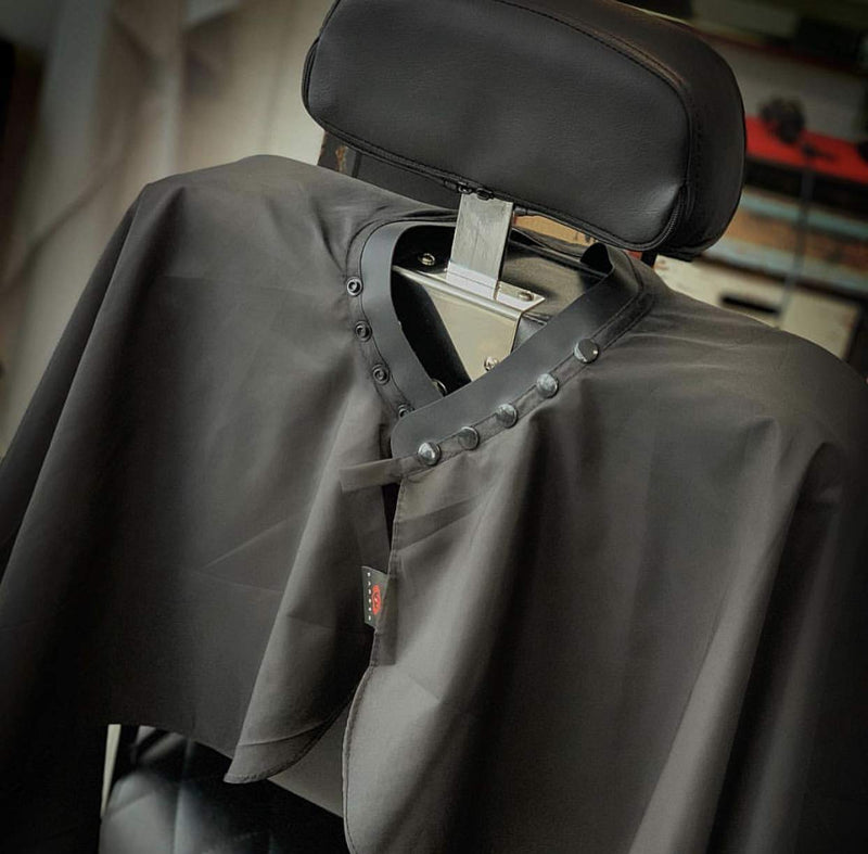 [Australia] - TRU BARBER Silicone neck cape, 100% Polyester, light weight cape and Waterproof, Professional Cape with Snap Closure Hair Salon Cutting Cape, Barber Cape, Barbershop cape, 50" x 58” (Black) 