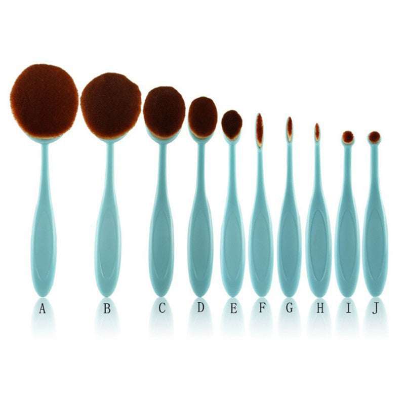 [Australia] - BeautyCoco Oval Toothbrush Makeup Brush Set Foundation Brushes Contour Powder Blush Conceler Brush Makeup Cosmetic Tool Set Rose Gold with Gift Box (Blue) Blue 