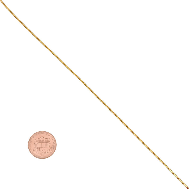 [Australia] - 0.9mm Polished 0.16 mils (4 microns) 14k Yellow Gold Plated Silver Square Box Chain Necklace, 16'-20 20.0 Inches 