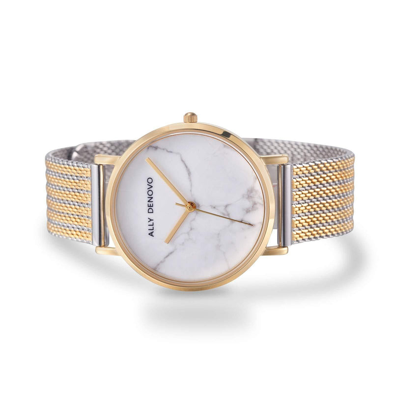 [Australia] - Ally Denovo Carrara Marble Mesh Women's Watch with Milanese Strap Analogue Stainless Steel AF5004.3 