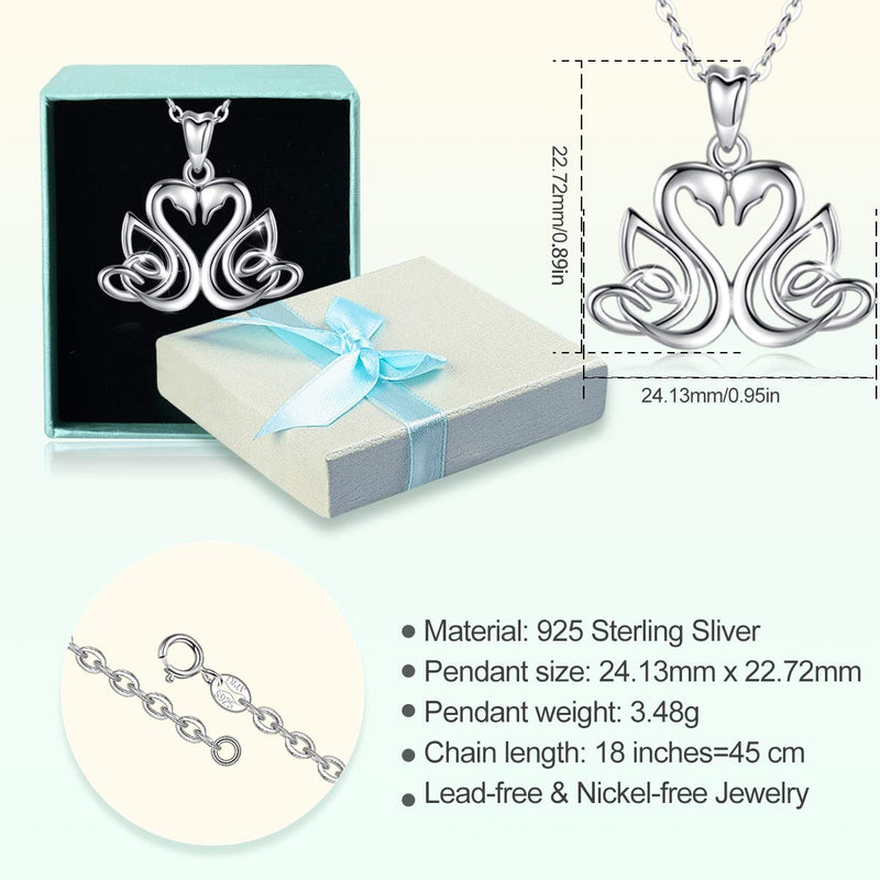 [Australia] - Eusense Sterling Silver Swans Necklace Pendant Infinity Love Necklaces Birthday Jewelry Gifts with 18'' Chain for Women Girls 