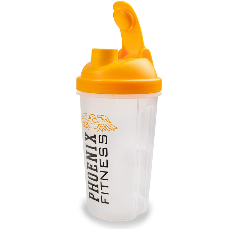 [Australia] - Phoenix Fitness Protein Shaker Bottle - 500ml BPA Easy Clean Drinks Bottle - Protein Bottle with Measurement Markings, Filter and Screw Top Lid 