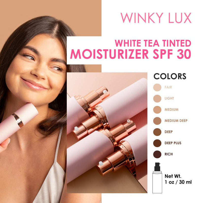 [Australia] - Winky Lux White Tea Tinted Veil Moisturizer, SPF 30 Rated Face Moisturizing Creme with Medium Tint Level, Vitamins, Minerals, and White Tea for Anti-Aging, 1fl Oz, Deep 