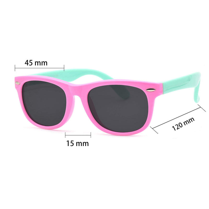 [Australia] - JUSLINK Toddler Sunglasses, Flexible Kids Polarized Sunglasses for Girls Boys and Baby Age 2 to 10 Pink-green 